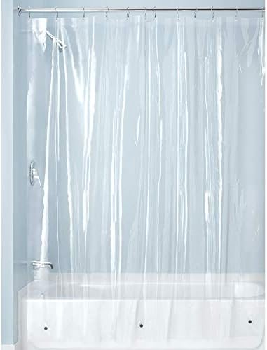 iDesign PVC-Free PEVA 10-Gauge Heavy-Duty Shower Curtain Liner, Clear, 183 x 183 cm