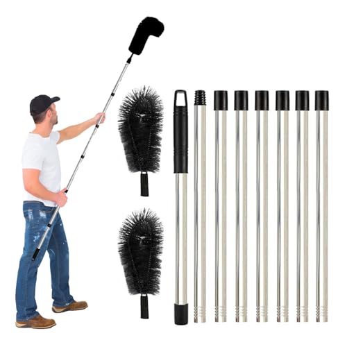 3,1 M Brosse Nettoyage GouttièRe, Outil de Nettoyage de Gouttière, Brosse Telescopique Toiture avec Manche Extensible Balai TéLescopique Toiture Outil...