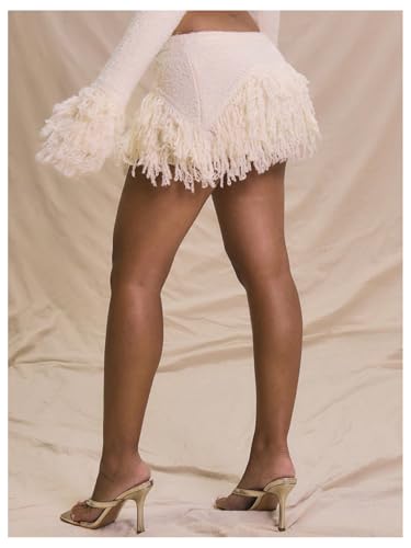 GORGLITTER Women's Fringe Skirt Y2k High Waisted Knitted Bodycon Mini Skirts Country Concert Outfits3
