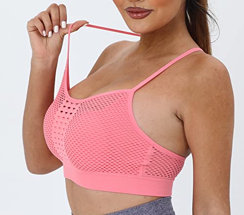 Image of AKAMC Women's Cross Back Sport Bras,Adjustable Straps Padded Criss Cross Cropped Bras for Yoga Workout Fitness
