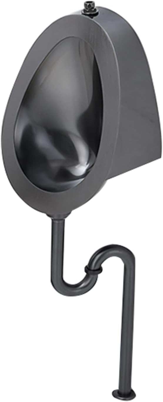 Wall-Mounted Stainless Steel Black Urinal, Automatic Sensor Urinal for Men Toilet Urine Diverter, Hotel/Airport High-Efficiency Flush Urinal, Anti-Splash and,Black withou,Ground Row Induction