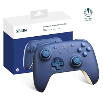8Bitdo Ultimate 2C Bluetooth Controller (Hall Effect Joystick Update) - for Switch/Switch 2, with Remappable L4/R4 Bumpers, 6-axis Motion Control, Rumble Vibration and Turbo Function (Dark Blue)