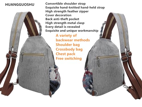 Image of Boho Backpack Purse for Women Girl's Mushrooms | Adjustable Strap, Sling Bag, Embroidered Woven Canvas, Woven Cotton, Small