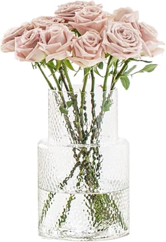 Large Glass Vase - Clear Ribbed Vase - Fluted Flower