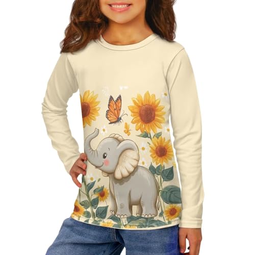 Image of Girls Basic Tee Shirts Outdoor Long Sleeve Shirt Winter Clothes Size 3-16 Top Fall Clothes Gift for Holiday