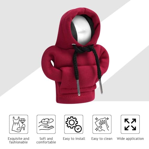 Adiwo Schalthebel Hoodie, 2 Stück Auto Schaltknauf Abdeckung Schaltknauf Abdeckung Auto Hoodie Schalthebel überzug für Dekoratives (Schwarz,Rot)
