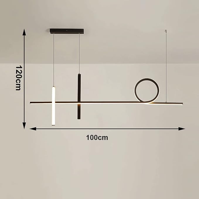 Mjsdjof Metalen keukeneiland hanglampen, creatieve geometrische lineaire hanglamp, minimalistische eetkamer decoratieve verlichting Drop Lamp, moderne 40W LED lineaire plafondhanglampen photo 3