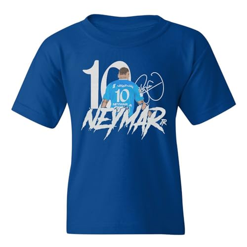 Neymar Jr. 10 Soccer Star - Saudi Arabia Tribute Youth Unisex T-Shirt (Royal, Youth Medium)