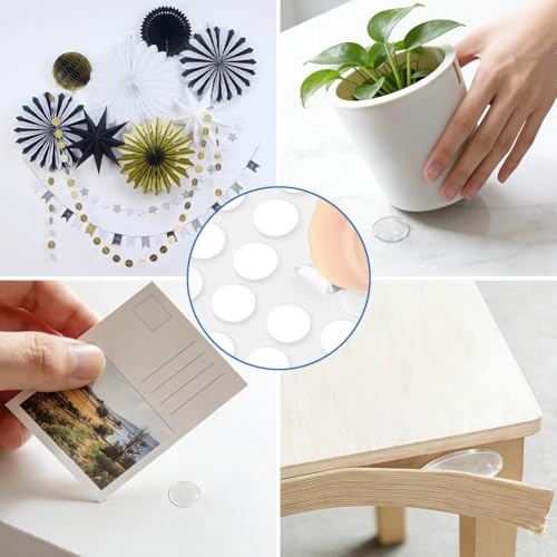 NUTKIT 300 Stück Doppelseitige Klebepunkte, Rund Doppelseitige Transparente Klebepads, Stark Klein Selbstklebende Klebepunkte, Abnehmbar Punkte Aufkleber für DIY Foto Ballon Heim Party Deko(Ø 6mm)