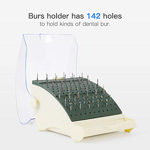 142 Holes Dental Burs Holder With Cover Case, Bur Block Station Organizer Box Dentist Retainer Case For Needle, Bur, File #TOP1