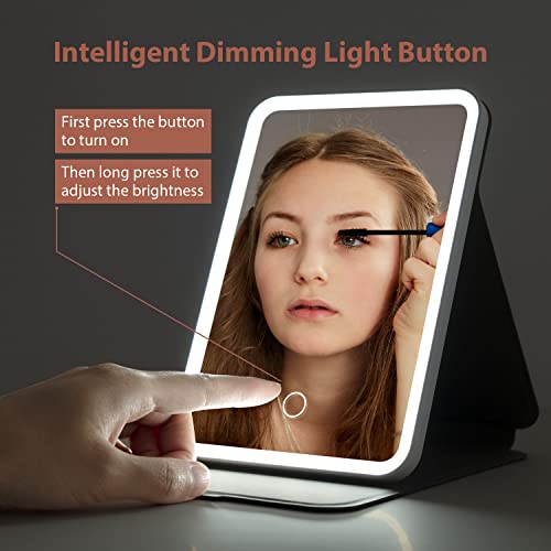Nezzoe Travel Makeup Mirror With Usb Rechargeable Folding Lighted Makeup Mirror, Portable Compact Vanity Mirror Dimmable Led Mirror #TOP1