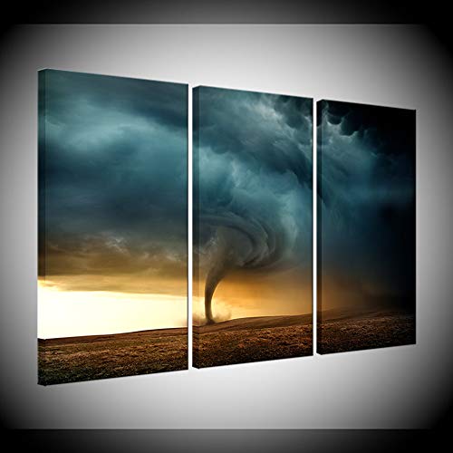Impression sur toile paysage tornade | Tableau triptyque moderne