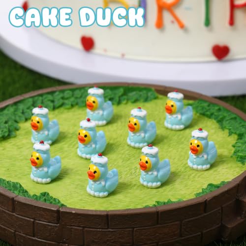 Image of 50 Pcs Cake Ducks Toy Figures, Mini Cake Resin Ducks Bulk | Tiny Cakes Figurine Dress up Duck Toy for Party Favors (Blue)
