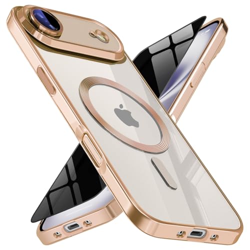 Image of Magnetic for iPhone 17 Air Case with Privacy Screen Protector & Full Camera Cover,[Non-Yellowing] Shockproof Clear Phone Case Compatible with MagSafe Women Girls for iPhone 17air,Gold