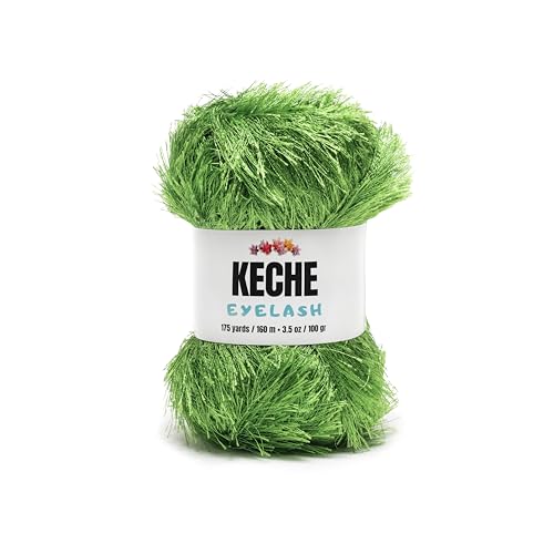 Eyelash Fun Fur Yarn - Premium Soft Crochet Yarn DIY Hand Knitting 100% Polyester 175 Yds 3.53 Oz - Green