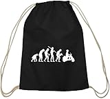  Shirtstreet24, EVOLUTION MOTORROLLER, Mofa Baumwoll natur Turnbeutel Rucksack Sport Beutel, Größe: onesize,schwarz natur