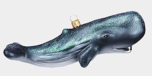 Pinnacle Peak Trading Company Sperm Whale Cachalot Ocean Life Polish Mouth Blown Glass Christmas Ornament