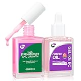 Gelike EC Nail Care Gift Set: Pink Fingernail Nail Growth Treatment & Peach Cuticle Oil 15ml - Cute & Fruity Manicure Set for Thin Peeling Nails - Women Mom Girlfriend Teens Girls Favorite