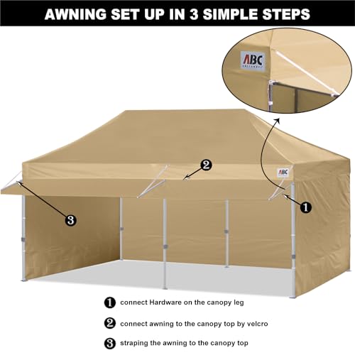Image of ABCCANOPY 10x20 Commercial Pop up Canopy Tent with Awning Sidewall,Beige