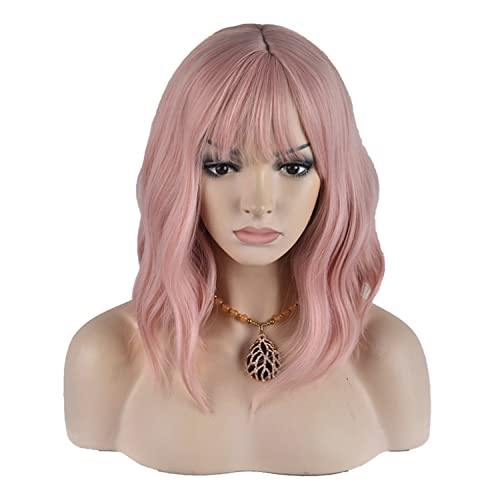 Wigs for Women,Wavy Synthetic Wigs,Cosplay Wigs For Women Should Length Hair Wig Heat Resistant Synthetic Wig Daily Party Costume Use (Pink)