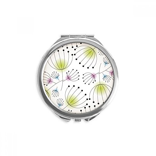 Miroir de maquillage de poche rond à motif fleur pissenlit portable pour sac à main femme