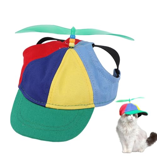 Propeller Mütze Hundepropellermütze Hunde Baseballmütze Bunte Propellermütze Lustige Propellerkappe Hundemütze Mit Elastischen Ohrlöchern Regenbogen Helikopter Zylinder Für Sport