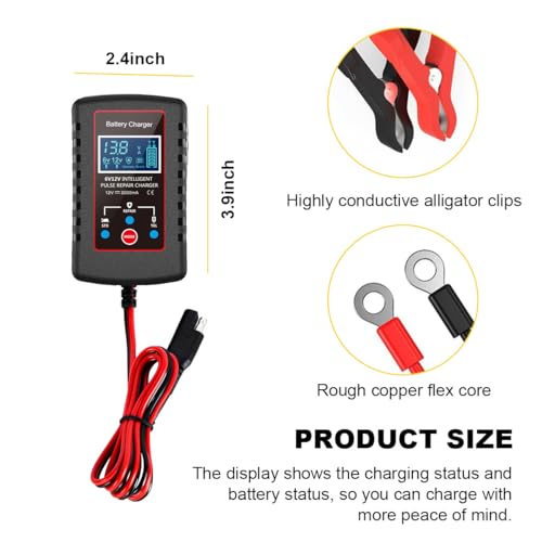 Sylvil Car Battery Charger, 12V Smart Fully Automatic Maintainer Trickle Charger with ASE Adapter Cable, Car Battery Repair and Desulfator, Car Accessories for Motorcycle Lawn Mower