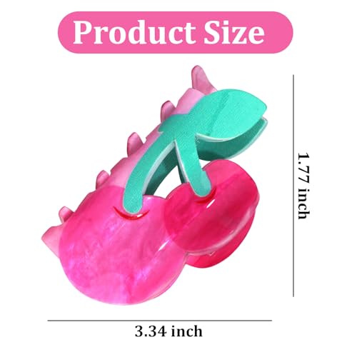 Clips de cabello ANBALA con diseño de cereza, pinzas acrílicas para cabello, seguras y duraderas para mujeres y niñas miniatura 2