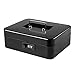 Jssmst Cash Box with Combination Lock (Medium Size 10''x7’’) – Durable Metal Cash Box with Money Tray, Black, CB0701L