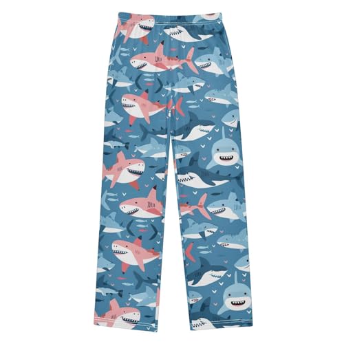 Boys' Pants Blue Pink Shark Long Bottoms Jogger Pants Elastic Waist Trousers with Pockets S-XL