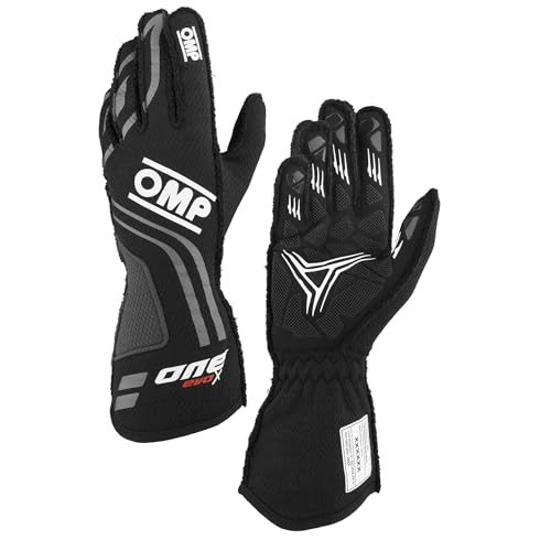 OMP ONE EVO-X MY24 Racing Gloves, FIA Approved, Black, Size L [US 11]