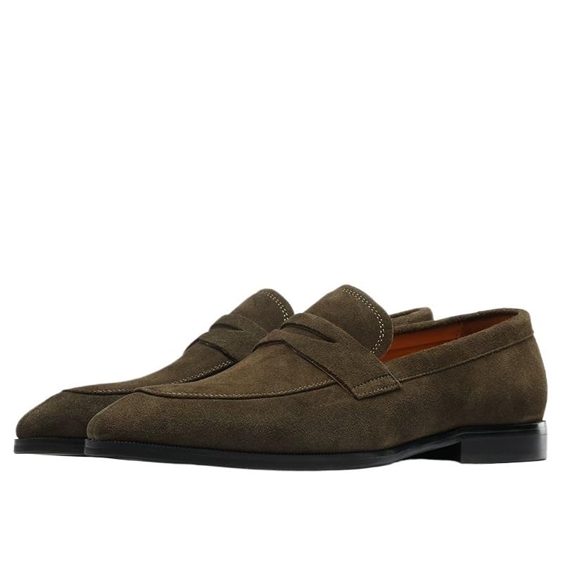 Men's Casual Leather Suede Loafers Non-Slip Rubber Soft Sole Dress Leather Shoes Classic Slip On Walking Comfortable Driving Shoes Breathable for Men2