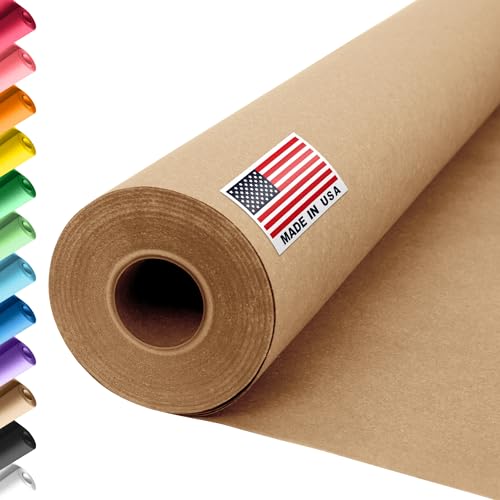 Paclord 36" x 1200" (100 ft) Natural Kraft Construction Paper Roll, 45 lbs Thickness – Made in USA Construction Kraft Paper Roll for School Projects – Colored Paper for Arts & Crafts, Decorations