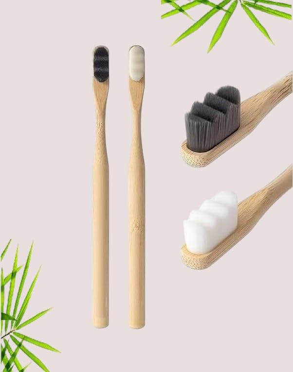 HMD INDIA (Pack of 2, Black & White - Wave Nano Bristle) Round Handle Organic Bamboo Toothbrush With 20,000 Ultrafine Bristles | Eco-Friendly, Biodegradable | Doctors Favourite BPA Free for Unisex (B0DHLCYYXF) Amazon Price History, Amazon Price Tracker