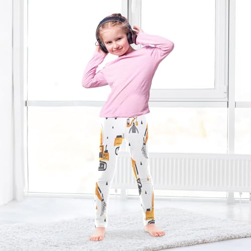 Bolaz Toddler Girls Leggings Printed Yoga Pants Leggings Yellow Excavating Machinery for Kids4