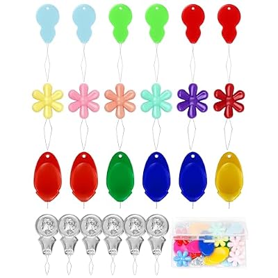 FIVEIZERO Needle Threaders Kit 24 PCS Needle Threader for Hand Sewing,4 Type Simple Needle Threaders for Needles,Needle Threader for Sewing Machine & Embroidery Floss with Clear Storage Box