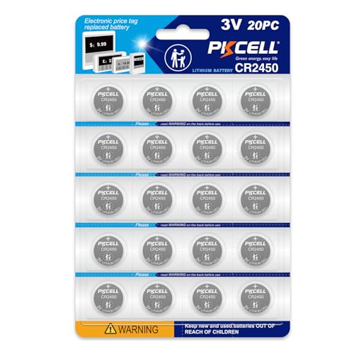 PKCELL 20 Pack CR2450 Battery CR2450 3V Lithium Battery