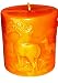 Pure Beeswax Decorative Pillar Candles - Deer Scene Figurine - 3.5