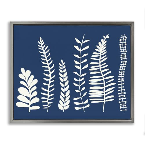 Modern Fern Plant Leaf Silhouettes, 16 x 20 Inch Canvas in Floater Frame