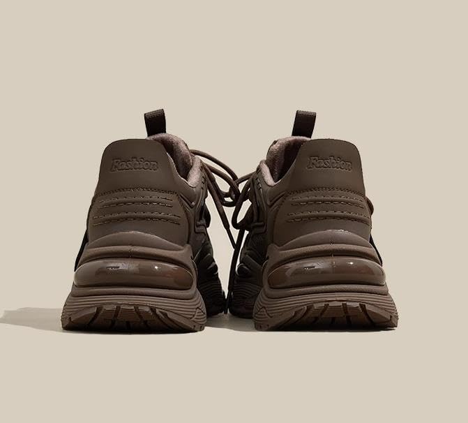 Women's Leather Fashion Sneakers - Casual Platform Sneakers, Straps, Autumn Women's Versatile Sneakers with Platform Sole, Increased Height3