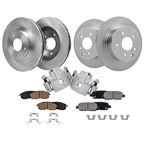 Image of Detroit Axle - Front Brake Kit for 02-06 Nissan Altima, Brake Calipers 11.65'' inch Front and 11.46'' inch Rear Disc Brake Rotors Ceramic Brake Pads 2002 2003 2004 2005 2006 Replacement