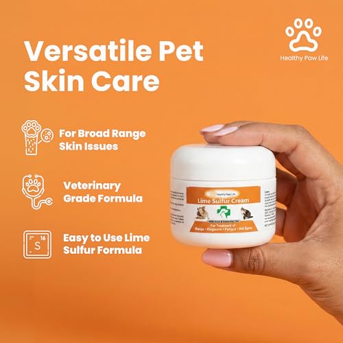 Healthy Paw Life Lime Sulfur Pet Skin Cream (2 oz) - Soothing Topical Skin Support for Dogs, Cats, Puppies, Kittens, and Horses - Soothe Dry, Itchy, and Irritated Spots