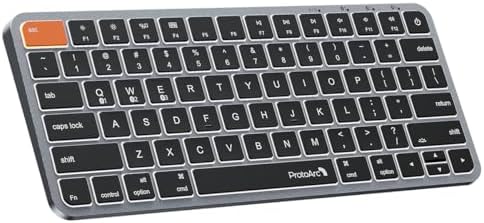 ProtoArc Backlit Compact Wireless Keyboard for Mac, K90-A Bluetooth Keyboard, Multi-Device, Low Profile, Fluid Quiet Typing, Compatible with MacBook Pro/Air, iPad - Space Gray