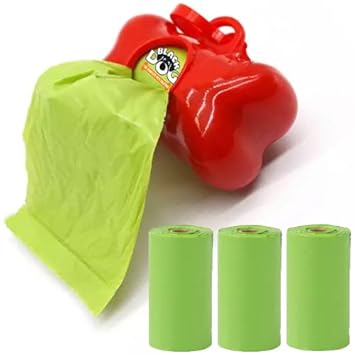 BLACKDOG Pet Waste Bags | Dog Poop Bags | Unscented Biodegradable | Pet Bone Shaped Waste Poop Clean Bags with Bag Dispenser Box with Garbage Carrier Holder+3 Bag Rolls (Color May Vary)
