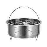 XAGMODSHN Cesta de acero inoxidable para cocinar alimentos con asa, bandeja redonda para cocinar arroz, frutas, fácil de limpiar, bandeja de cocina