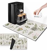 Arttown Coffee Mat for Countertops, Herbs Flower Vintage Colorful Dish Drying Mat 2 Pcs for Kitch...
