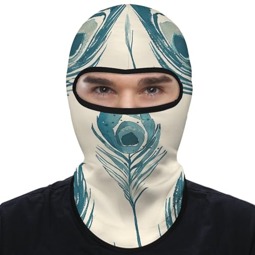 Balaclava para hombre y mujer con diseño de pluma de pavo real, máscara completa para esquiar, ciclismo y motociclismo miniatura 1