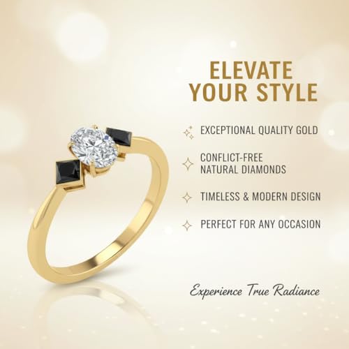 Image of Choose Your Gemstone Kite Design Diamond CZ Ring Yellow Gold Plated Oval Shape 3 Stone Engagement Rings Everyday Jewelry Wedding Jewelry Handmade Gifts for Wife US Size 4 to 12