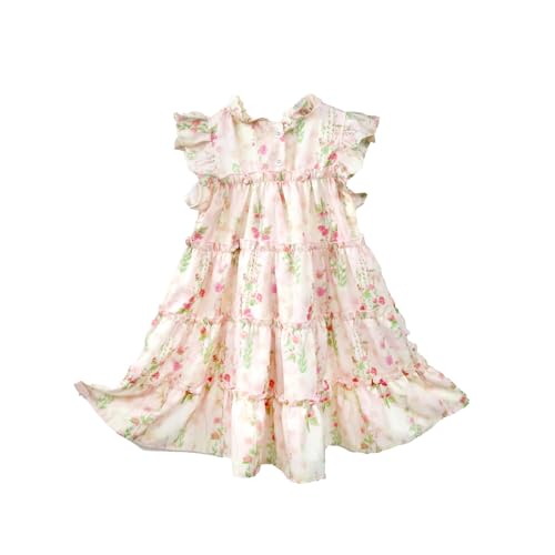 Toddler Baby Girl Boho Dress Ruffle Sleeveless Kids Cute Dress Summer Beach Floral Sundress for 1-6T2