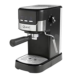 Quest Espresso Coffee Machine / 15 Bar Pressure/Filter & Measuring Cups Included / 1.2L Water Tank/Dual Stainless Steel Filter/Compatible with Ground Beans / 1100W